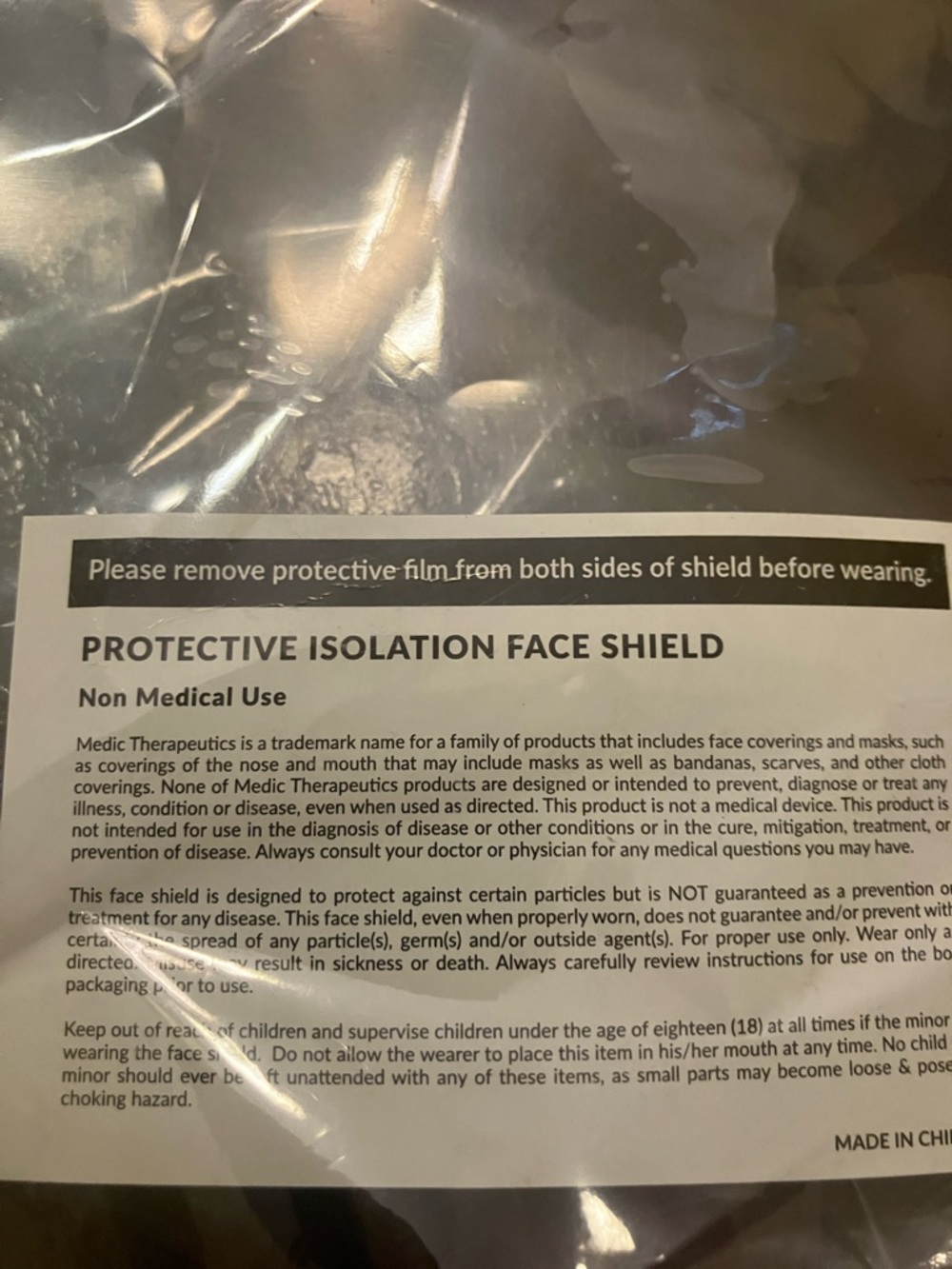 Protective Isolation Face Shield - Clear